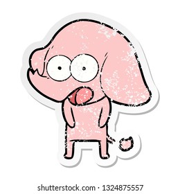 distressed sticker of a cute cartoon elephant