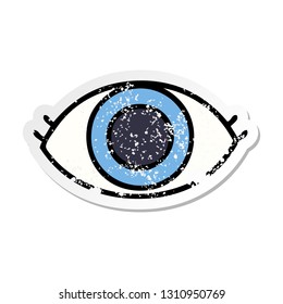 distressed sticker of a cute cartoon eye
