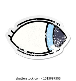 distressed sticker of a cute cartoon eye looking to one side
