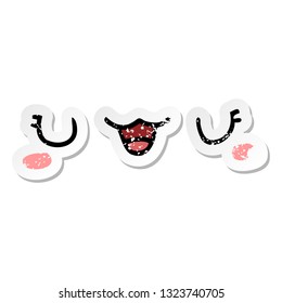 distressed sticker of a cute cartoon face