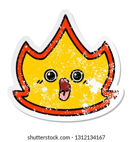 distressed sticker of a cute cartoon fire