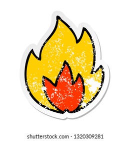 distressed sticker of a cute cartoon fire