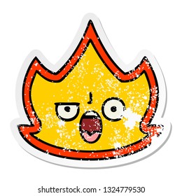 distressed sticker of a cute cartoon fire