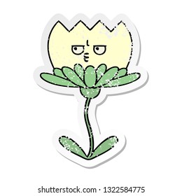 distressed sticker of a cute cartoon flower