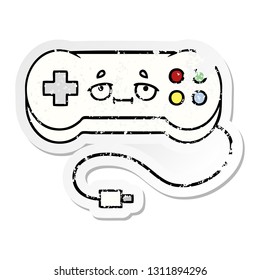 distressed sticker of a cute cartoon game controller