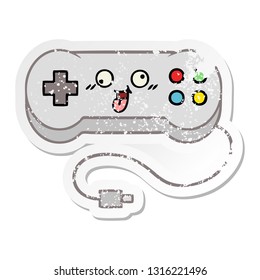 distressed sticker of a cute cartoon game controller