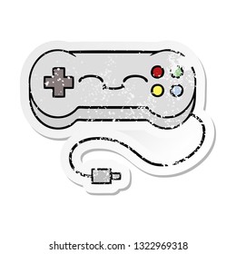 distressed sticker of a cute cartoon game controller