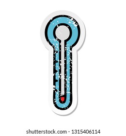 distressed sticker of a cute cartoon glass thermometer