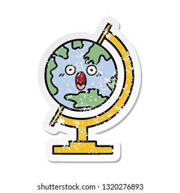distressed sticker of a cute cartoon globe of the world