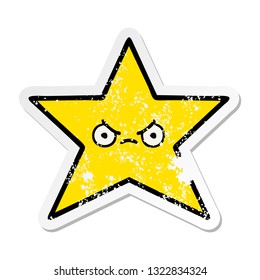 distressed sticker of a cute cartoon gold star