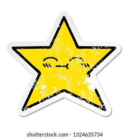 distressed sticker of a cute cartoon gold star