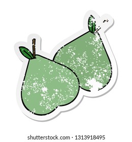 distressed sticker of a cute cartoon green pear