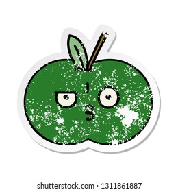 distressed sticker of a cute cartoon juicy apple