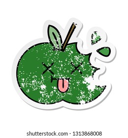 distressed sticker of a cute cartoon juicy apple