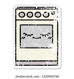 distressed sticker of a cute cartoon kitchen oven