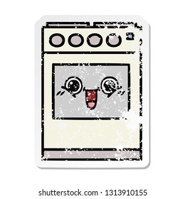 distressed sticker of a cute cartoon kitchen oven