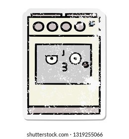 distressed sticker of a cute cartoon kitchen oven