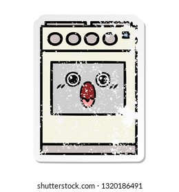 distressed sticker of a cute cartoon kitchen oven