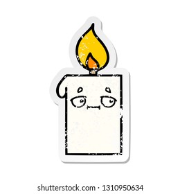 distressed sticker of a cute cartoon lit candle