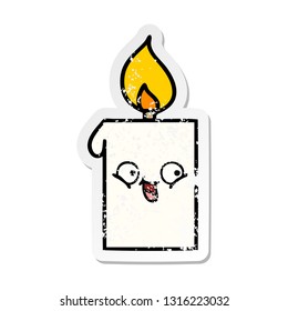 distressed sticker of a cute cartoon lit candle