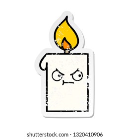 distressed sticker of a cute cartoon lit candle