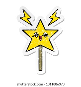 distressed sticker of a cute cartoon magic wand