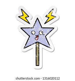 distressed sticker of a cute cartoon magic wand