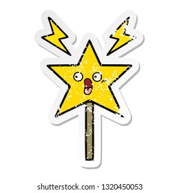 distressed sticker of a cute cartoon magic wand