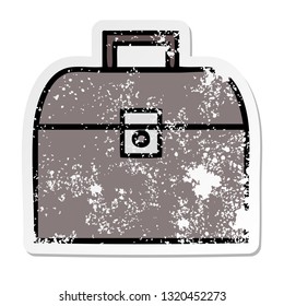distressed sticker of a cute cartoon metal case