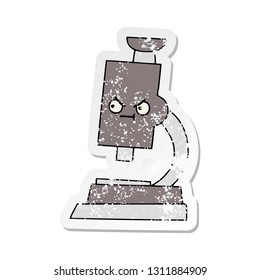 distressed sticker of a cute cartoon microscope