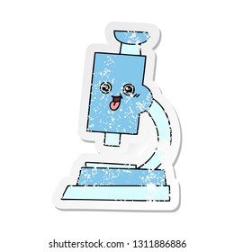 distressed sticker of a cute cartoon microscope