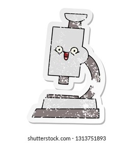 distressed sticker of a cute cartoon microscope