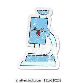 distressed sticker of a cute cartoon microscope