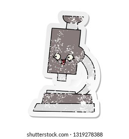 distressed sticker of a cute cartoon microscope