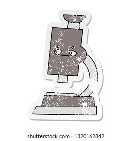 distressed sticker of a cute cartoon microscope