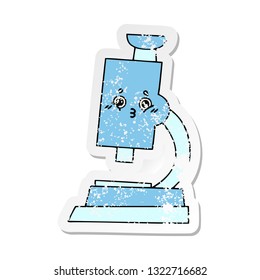 distressed sticker of a cute cartoon microscope