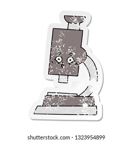distressed sticker of a cute cartoon microscope