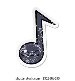 distressed sticker of a cute cartoon musical note