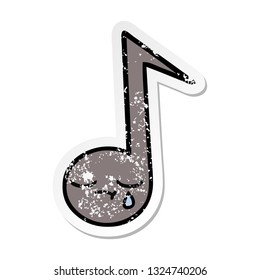 distressed sticker of a cute cartoon musical note