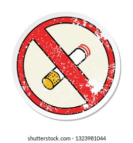 distressed sticker of a cute cartoon no smoking allowed sign