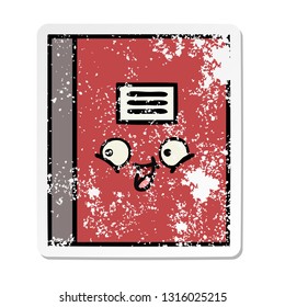 distressed sticker of a cute cartoon notebook