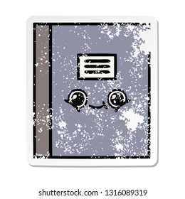 bedrückter Aufkleber eines süßen Cartoon-Notebooks