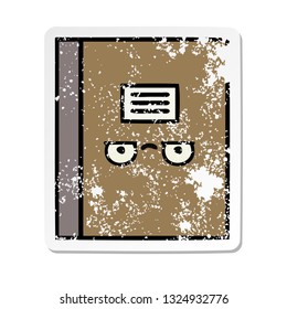 distressed sticker of a cute cartoon notebook