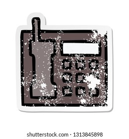 distressed sticker of a cute cartoon office telephone