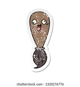 distressed sticker of a cute cartoon paint brush