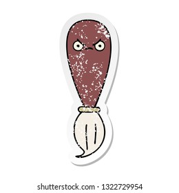 distressed sticker of a cute cartoon paint brush