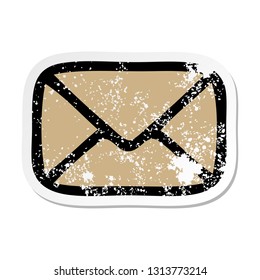 distressed sticker of a cute cartoon paper envelope