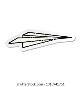 distressed sticker of a cute cartoon paper aeroplane