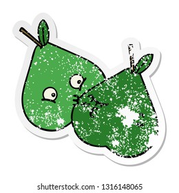 distressed sticker of a cute cartoon pears