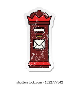 distressed sticker of a cute cartoon post box
